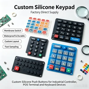 OEM Custom Silicone Keypad Waterproof Silicone Membrane Switch Push Button For Industrial Controller