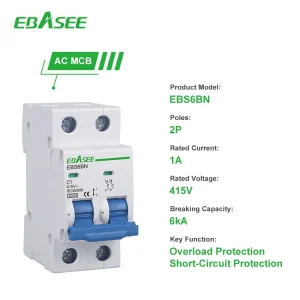 OEM Factory 6kA 10A 16A 20A 32A 63A 2P MCB Mini Circuit Breakers