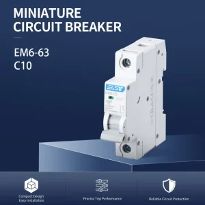 OEM ODM MCB Miniature Circuit Breaker 63A 80A 100A 125A 1P 2P 3P 4P EM6 63 6kA 10kA Polycarbonate