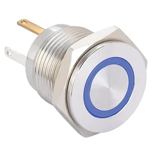 ONPOW 16mm Super Flat Ring LED Lighted Metal Push Button Switch with Long Pins (GQ16PF-10E/JL/B/2.8V/S) CE RoHS