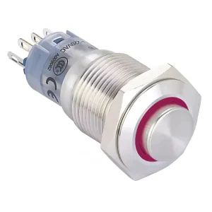ONPOW 16mm circle illuminated SPDT stainless steel push button switch LAS2 GQH 11E R 12V S Dia. 16mm