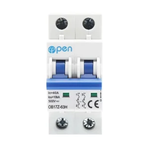 OPEN DC MCB Miniature Circuit Breaker OB17Z 63H 1P 2P 16A 250VDC Copper Li Protection 10kA Breaking Capacity Rail Mounting