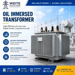 Oil Immersed Power Transformer 33kV 400V 6KV 60Hz 2500kVA Three Phase Copper Winding High Efficiency Low Loss for Substation