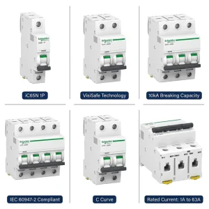 Original Acti9 Pro Ic65n 1p 2p 3p 4p B1a 80a Mcb Miniature Circuit Breaker 6ka B Curve Air Switch Plc Controller