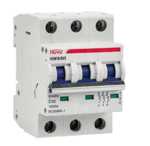 Original HUYU HUM18 63 MCB 3P C Curve 63A Miniature Circuit Breaker AC400V Overload Short Circuit Protection DIN Rail Mount