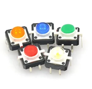 Original Vertical Colorful LED 12*12 4 Pin Push Button Micro Switch LED Light 250V
