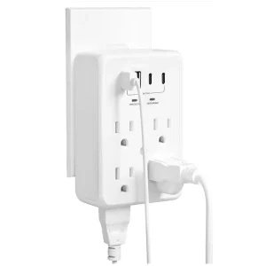 Outlet Extender Surge Protector 6 Outlets Splitter 4 USB Ports (2 USB C) ETL USB Wall Socket Charger 125V ABS 980J Multi Plug