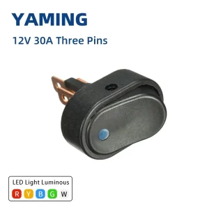 Oval LED Illuminated Rocker Toggle Switch 12V 30A 3Pin ON-OFF Car Switch for Truck Van Boat Auto DIY Modification