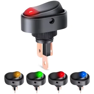 Oval Rocker Light Switch LED 3 Pin ON OFF Motorcycle Car Truck RV Marine Boat 12V 30 Amp Mini Rocker Switch Illuminated ASW-20D
