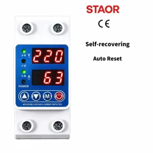 Over Under Voltage Protector 63A 220V Digital Adjustable Current Relay with LED Dual Display Automatic Recovery
