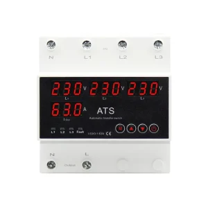 Over Under Voltage Protector ATS Automatic Transfer Switch Phase Selector Uninterrupted Power 63A 100A Over Current Limiter