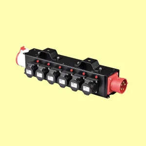 PB031 CEE 32A 5P Input 16A Output 380V AC Steel Portable Power Distribution Equipment Splitter Box with 6 Sockets