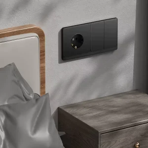 PC Panel 2 Gang 1 Way Push Button Wall Switch Electrical Household Light Switches with 10 Year Durability