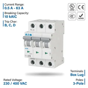 PL10 Series PL10 C16 3 16A 3P 10kA C Curve Miniature Circuit Breaker MCB for 3Phase Equipment System