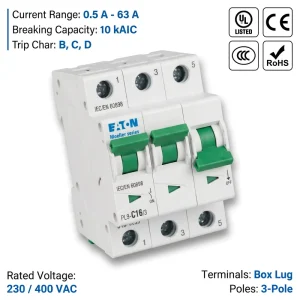 PL9 Series PL9 C16 3 16A 3P 6kA C Curve Miniature Circuit Breaker MCB for 3 Phase Industrial System
