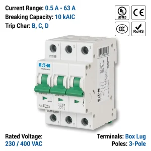 PL9 Series PL9 C32 3 32A 3P 6kA C Miniature Circuit Breaker MCB for 3 Phase Ventilation Power Control