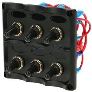 PN 1713L 6 Gang Blue Light Smart 20A 480W 12V 24V Toggle Rocker Combination Switch Panel 100 000 Cycles