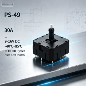 PS-49 Car Seat Switch IP65 Dustproof Switch Electronic Adjustment Switch 1NO1NC Switch Four-way Toggle Control Switch