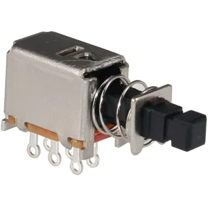 PS62D02 4PDT Push Button Switch Through Hole Right Angle Double Row Miniature Metal Self Locking Switch with Handle IP67 Level