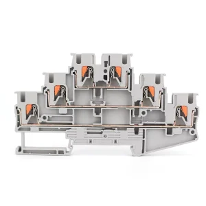 PT 2.5 3L PT2.5 3L 3 Level Push in Terminal Block 2.5mm2 14 AWG Triple Layer DIN Rail Wire Connector Electrical Terminal
