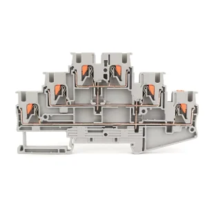 PT2.5 3PV 3 Level Push In Terminal Block 2.5mm2 14 AWG Potential Distributor DIN Rail Wire Connector