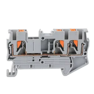 PT2.5 TWIN 3-Way Stainless Steel Feed-through Terminal Block 24A 800V DIN Rail Mounted Screwless Connector