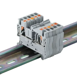 PT2.5 Terminal Block Spring Loaded Tool-Free Installation 2.5mm Wires 5.08mm Industrial PA66 Plastic Plug-in Din Rail 100A