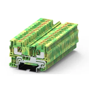 PT4-2-PE One In And One Out Push In Terminal Block Miniature Grounding Terminals Board Din Rail Connector