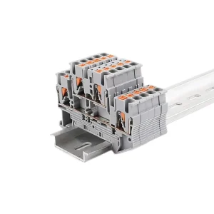 PTTB 2.5 Installation Screwless Pluggable Quick Wire Two Layer Double Level Feed Through Push in Spring Din Rail Terminal Block