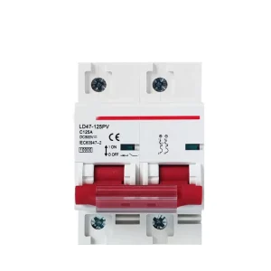 PV DC Miniature Circuit Breaker 2P C125A DC 500V 10kA BCD Curve C Rail Mounting MCB for Photovoltaic Solar Panel Power