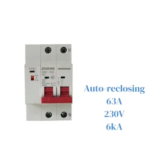 PV MCB ZHB1 2P C63 Prepaid Auto-reclosing Mini Circuit Breaker 230V AC 6kA for Photovoltaic System
