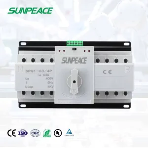 PV Solar Dual Power Automatic Transfer Switch ATS 63A 125A Din Rail 2P 3P 4P 220V 110V for City Power Generator