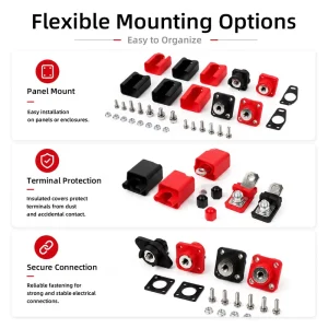 Panel Mount Through-wall Battery Terminal Block for Energy Storage ESS High Current 120A 200A Copper Automotive Connector