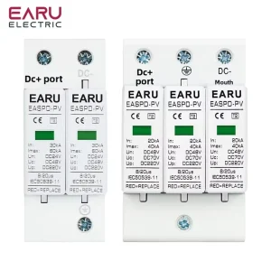 Photovoltaic 2P 3P DC12V 24V 48V 10KA~20KA 20KA~40KA 40KA~60KA Surge Protector Protective Device Lightning Protection EASPD A DC