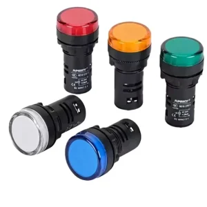 Plastic Enclosure 22mm Mounting Hole 220V Input Industrial Hyper Bright Multi Color LED Display Screen Power Indicator Light