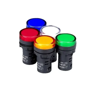 Plastic Pilot Signal Lamp 22mm LED Indicator Light 12V 24V 220V 380V AC DC Waterproof Panel Mount Red Green