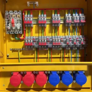 Portable Power Distribution Control Box 3 Phase Contactor 11 Way MCB 6 Socket Panel for Construction Workshop Site Power Distro