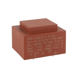 Power Transformers with Potting 18V/0.6A and 8V/2.4A Low Frequency Appliances 230V