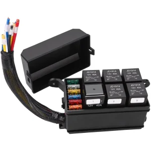 Pre-Wired 12V Automotive Fuse and Relay Box 6 Relays and 6 ATC ATO Blade Fuses 5Pin 4Pin Relay Fuse Block for Cars Truck Marine