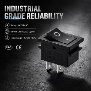 Professional Miniature Boat Controller 6A 125V 10000 Cycles 15x10mm Durable Plastic Solder Terminal Industrial Rocker Switch