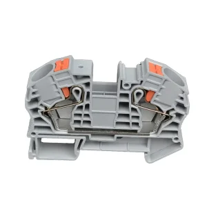 QPT16 2 Contact Din Rail Spring Clamp Ground Terminal Block 76A 20-4AWG Push-In Type PA66 for Electrical Power Connection