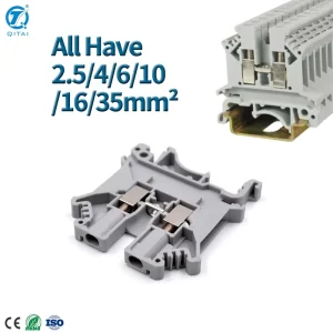 QUKJ Series 2.5 4 6 10 16 35 50 Mm2 DIN Rail 2 Contact Screw Terminal Blocks Uk Terminal Manufacturer Feed Through 150A