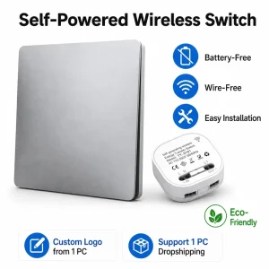 QX 305 Gray Self-powered Wireless Remote Control Light Switch 86 Wall Panel Switch