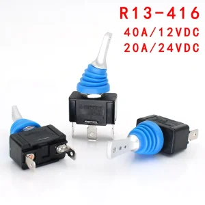 R13-416 Series 12mm Waterproof Car Toggle Switch Plastic Lever 20A/24VDC 40A/12VDC 3 Pin Momentary Switch SPDT SPST