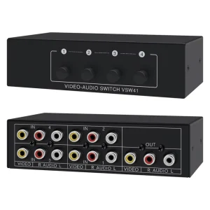 RCA 1080P 4 in 1 Composite Video L/R Audio 4 Port AV Selector Box Plug Play Wii/PS2/Xbox for STB HDTV