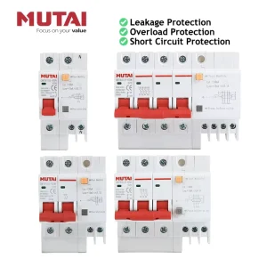 MUTAI Factory RCBO 30mA 6A 10A 16A 20A 25A 32A 40A 50A 63A 1P 1P+N 2P 3P 3P+N 4P Residual Current Operated Circuit Breaker Price