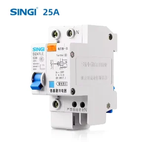 RCBO DZ47LE 63 1P+N 25A Safety Electric Air Residual Current Circuit Breaker Overcurrent Protection CE Certificate 6KA