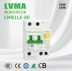 RCBO LMB1LE-80 6kA Miniature Earth Leakage Circuit Breaker 6-80A 1P+N 2P+N 3P+N 4P+N Li Copper