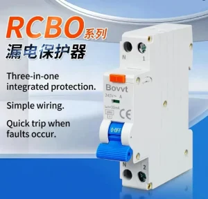 RCBO Residual Current Circuit Breaker Overcurrent Protection 30mA Earth Leakage Protection 230V BCD Curve C 6kA Breaking
