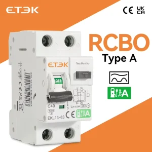 RCBO Type A 1P+N Residual Automatic Circuit Breaker With Overcurrent Leakage Protection 6KA 2P DPN 30mA EKL13-63 40A